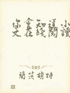 你会知道小说全文在线阅读免费