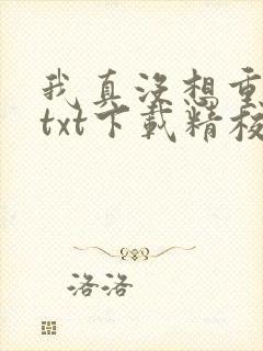 我真没想重生啊txt下载精校版