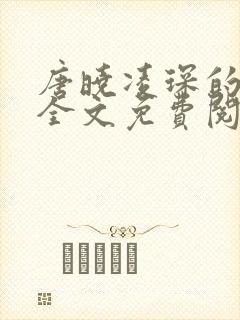 唐晓凌琛的小说全文免费阅读封面