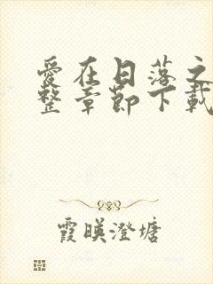 爱在日落之前完整章节下载