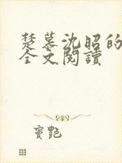 楚慕沈昭的小说全文阅读