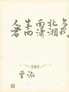 人生南北多歧路君向潇湘我向秦全文