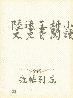 陆远王妍小说全文免费阅读