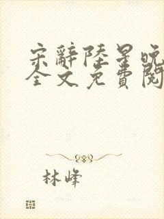 宋辞陆星晚小说全文免费阅读