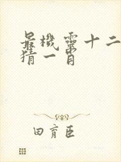 最机灵十二生肖猜一肖