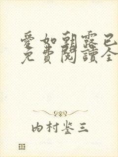 爱如朝露已小说免费阅读全文