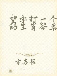 望字打一个正确的生肖答案