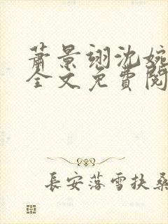 萧景翊沈婉小说全文免费阅读