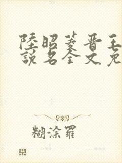 陆昭菱晋王的小说名全文免费