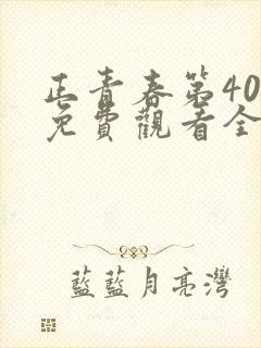 正青春第40集免费观看全集