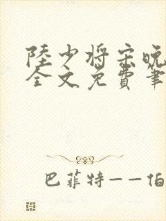 陆少将宋晚盈盈全文免费笔趣阁封面