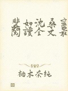 裴如沈桑宁免费阅读全文最新章节更新