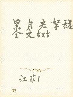 黑月光拿稳小说全文txt