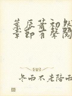 叶辰萧初然最新章节有声阅读