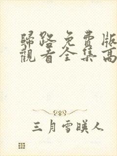 归路免费版在线观看全集高清视频