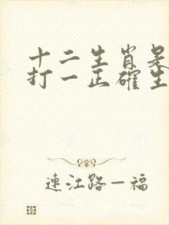 十二生肖是老大打一正确生肖