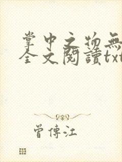 掌中之物无删减全文阅读txt