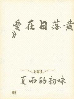 爱在日落黄昏时》