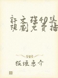 许文强40集电视剧免费播放