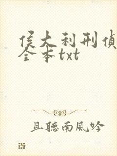 侯大利刑侦笔记全本txt