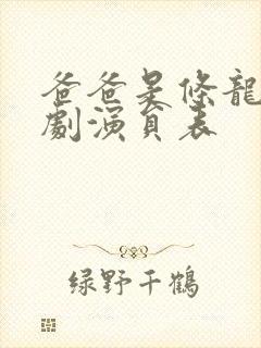 爸爸是条龙电视剧演员表