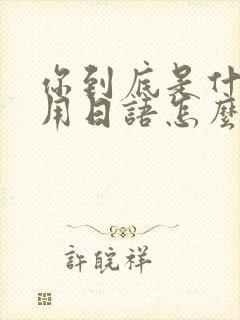 你到底是什么人用日语怎么说封面