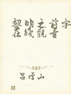 黎明之前字幕版在线观看