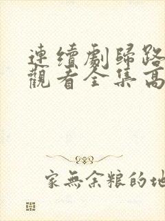 连续剧归路免费观看全集高清