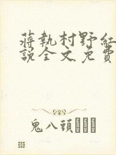 蒋执村野红尘小说全文免费阅读最新封面
