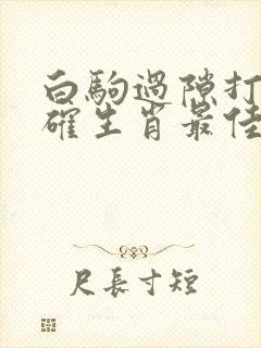 白驹过隙打一正确生肖最佳答案