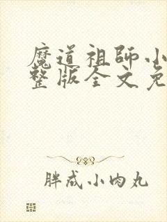魔道祖师小说完整版全文免费阅读