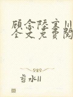 顾念陆寒川小说全文免费阅读