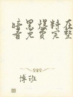 暗黑爆料在线观看免费完整版高清