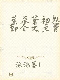 叶辰萧初然新章节全文免费阅读