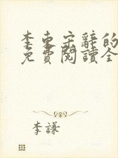 李东宋辞的小说免费阅读全文封面