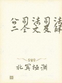 公司法司法解释二全文及解读