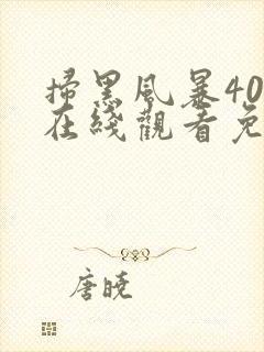 扫黑风暴40集在线观看免费完整版