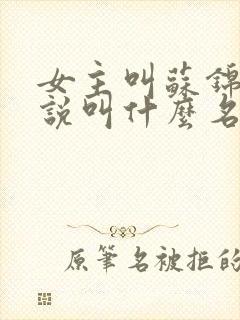 女主叫苏锦的小说叫什么名字