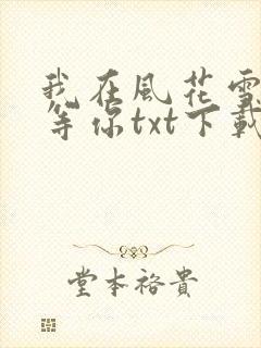 我在风花雪月里等你txt下载全文