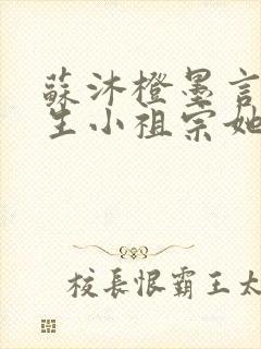 苏沐橙墨言琛重生小祖宗她又帅又撩封面