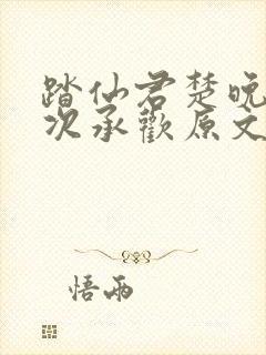 踏仙君楚晚宁初次承欢原文