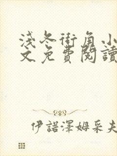 浅冬街角小说全文免费阅读无弹窗