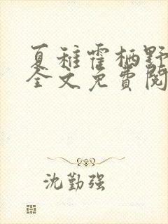 夏稚霍栖野小说全文免费阅读