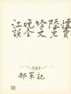 江晚吟陆怀璟小说全文免费阅读