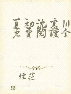 夏初沈寒川小说免费阅读全文