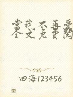 当我不再爱你时全文免费阅读