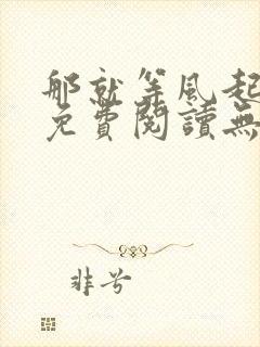 那就等风起小说免费阅读无弹窗