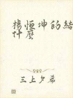 杨恒坤的结局是什么