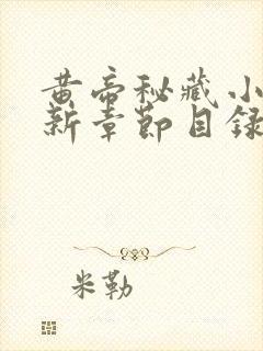 黄帝秘藏小说最新章节目录