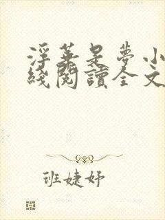 浮华是梦小说在线阅读全文封面